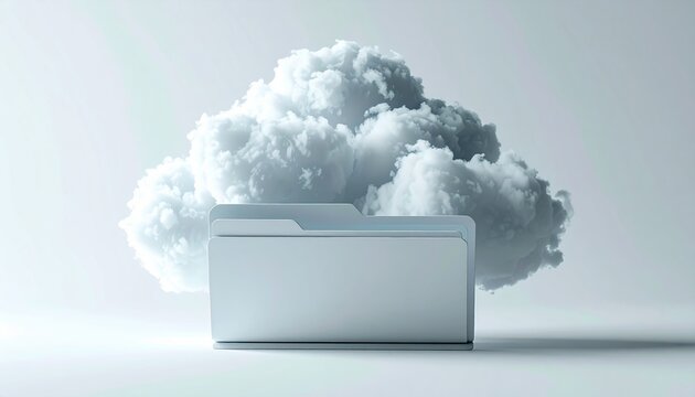 simple secure cloud folder on white background, clean composition