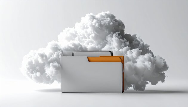 simple secure cloud folder on white background, clean composition