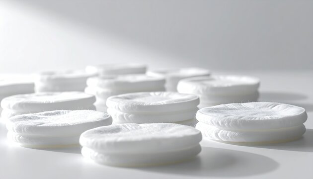sleek cotton pads on white background, catalog style