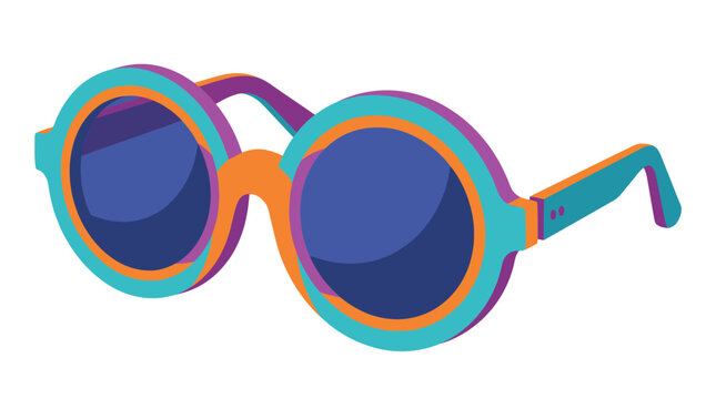 Colorful round sunglasses with vibrant frames isolated on a clean white background for design with sunglasses multi colored pair oversized round