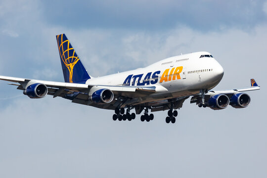Atlas Air Boeing 747-400 (N482MC) landing at Bratislava International Airport on November 7, 2024 in Bratislava, Slovakia