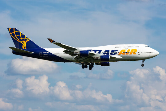 Atlas Air Boeing 747-400 (N482MC) landing at Bratislava International Airport on November 7, 2024 in Bratislava, Slovakia