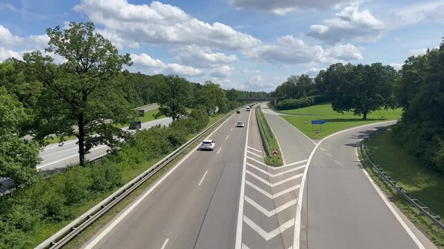 A8 motorway near Munich, traffic in summer, nice weather, Bavaria, Germany