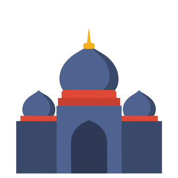 Flat illustration of a mosque with blue domes