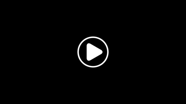 Animated Play Pause Button Icon with play pause button, video player icon, mouse cursor click, play button animation, media player UI, on Dark Black Background 4K Video.
