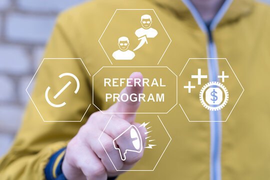 Concept of referral program. Referral marketing strategy. Leveraging word of mouth to acquire new customers. Social proof and personal recommendations to drive sales.