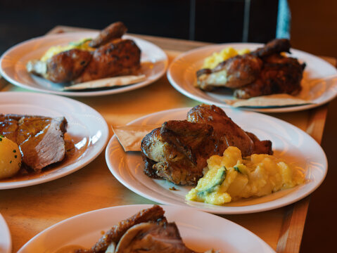 Delicious Half Classic German Roast Chicken with Potato Salad