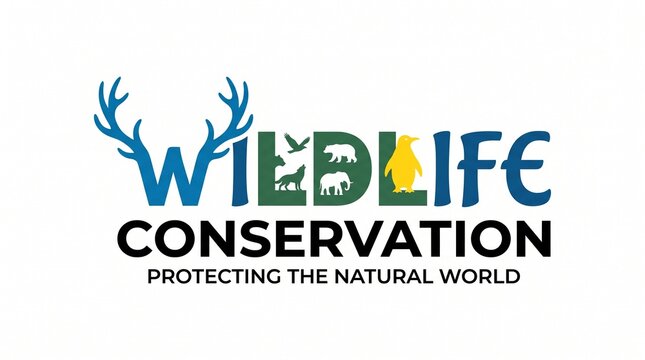 Wildlife Conservation Logo With Creative Animal Typography