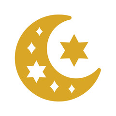 Golden crescent moon with stars © tariq