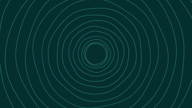 Abstract graphic pattern featuring hand-drawn style concentric circles in teal outline on a dark green surface, creating a subtle ripple or vortex effect.