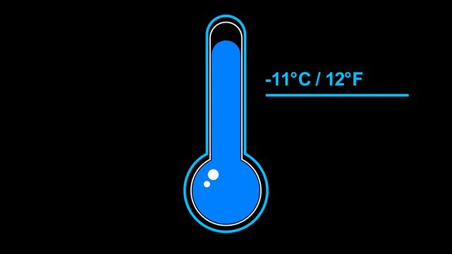 Temperature Drop Thermometer Animation with Snowflake Icon Transparent Background