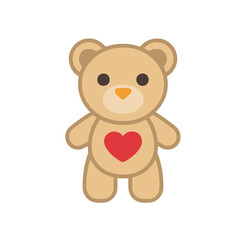 Fototapeta premium Cartoon teddy bear with red heart