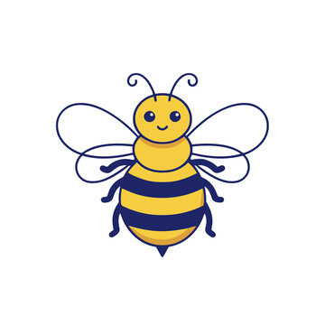 Stylized cartoon bee with yellow and blue stripes