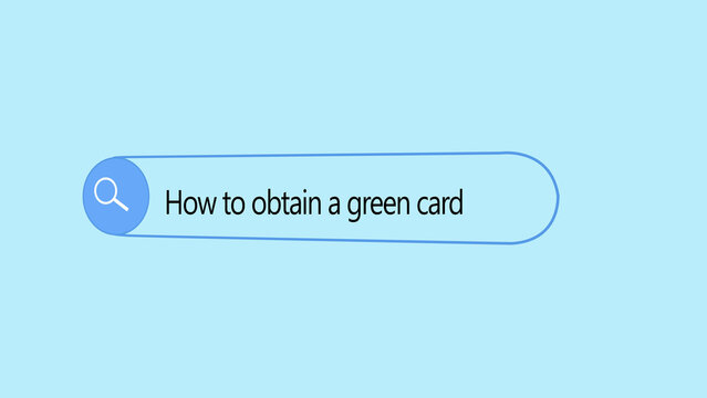 A digital search bar interface on a light blue background, with the text, query how to, obtain a green, card displayed inside, the input field, featuring a magnifying, glass for web, search navigation