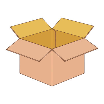 An open cardboard box with flaps extended, ready for packing or shipping, isolated on white background