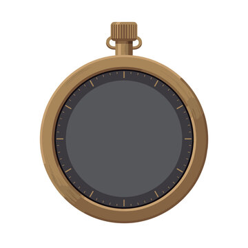 Vintage Pocket Watch with Blank Face Isolated on White Background