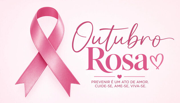 Pink breast cancer awareness ribbon celebrating outubro rosa with transparent background