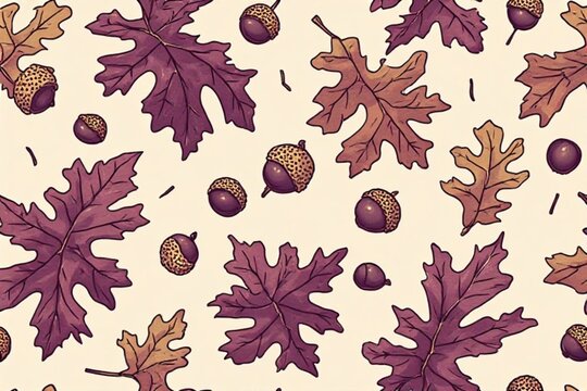 Autumn oak leaves with acorns and chestnuts vintage version corner cluster layout