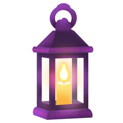 Vintage purple lantern with burning candle Halloween illustration © Rusdi Maulana