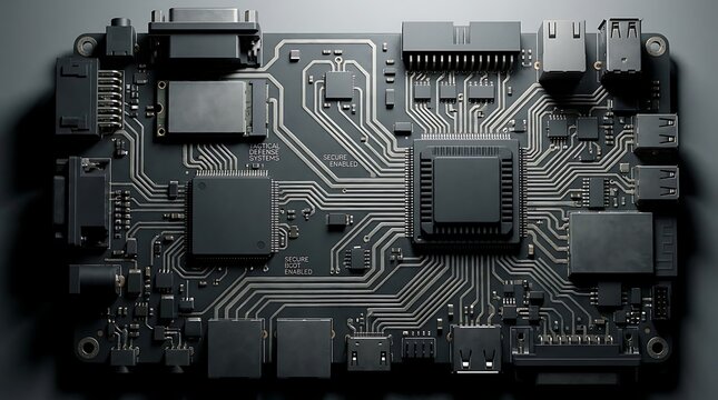 Professional secure hardware interface board with multiple ports and advanced circuitry for tactical defense systems