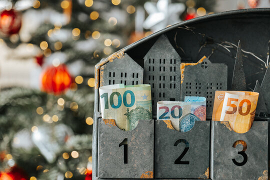  cash gift.Euro Banknotes Stored in Metal Numbered Storage Drawers.Advent Calendar With Euro Banknotes 