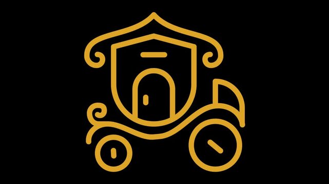traditional royal carriage kereta kencana drawing animation overlay for cultural video