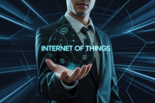 Businessman holding a glowing internet of digital globe with connected representing smart technology, global network, and modern digital infrastructure