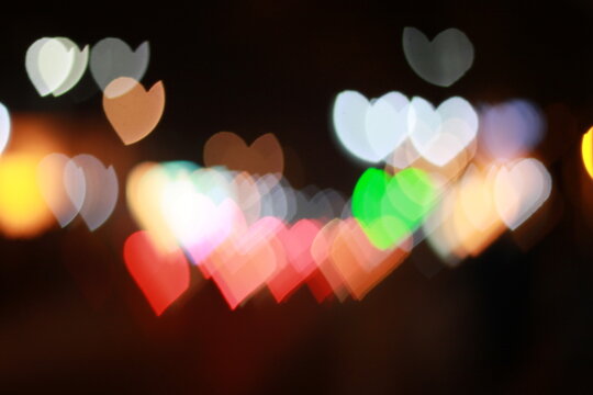 Abstract Heart Shaped Bokeh Lights Background for Valentines Day