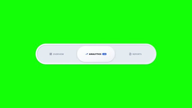 Animated user interface menu bar with smooth slider motion graphic element on green screen background video clip