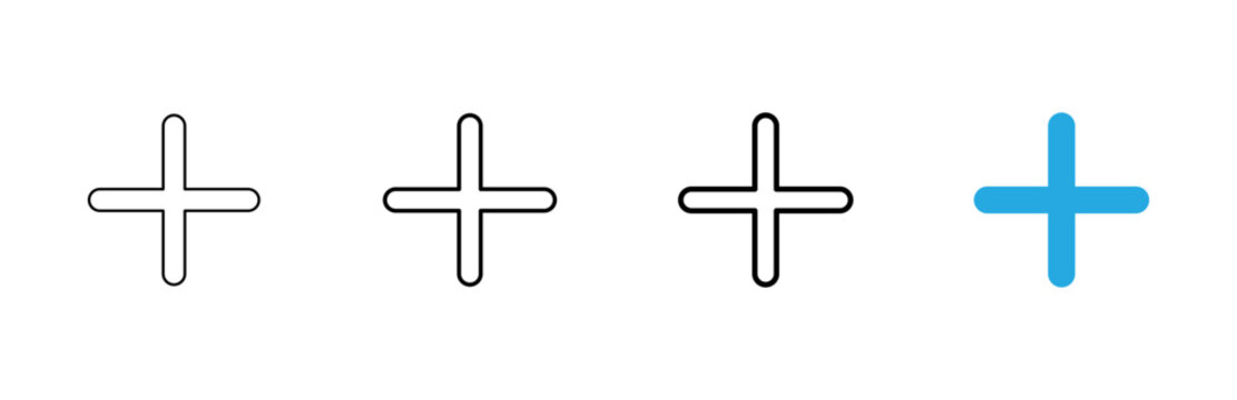 Plus icon vector. Add plus sign and symbol