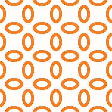 Seamless geometric pattern with orange oval shapes on white background