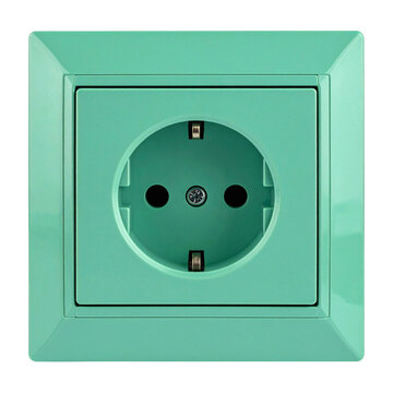 Matte mint european electrical socket isolated on white background
