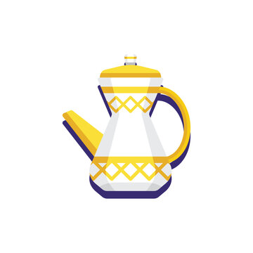 Glass teapot with golden pattern, elegant glass tea pot