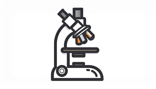 A minimalist vector icon of a scientific microscope is centered against a plain background.