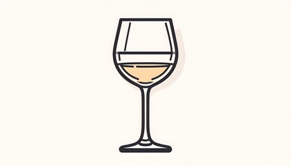 Fototapeta premium A minimalist vector illustration of a single glass filled with white wine.