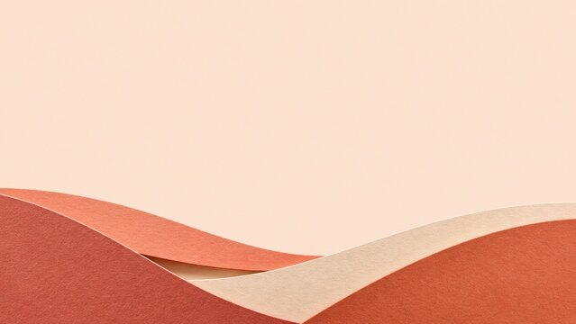 Abstract Coral and Cream Paper Waves with Copy Space