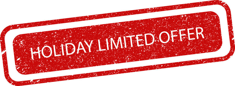 A vintage style red grunge stamp icon with holiday limited offer text for marketing use