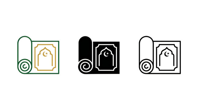 Minimalist mosque vector icons set