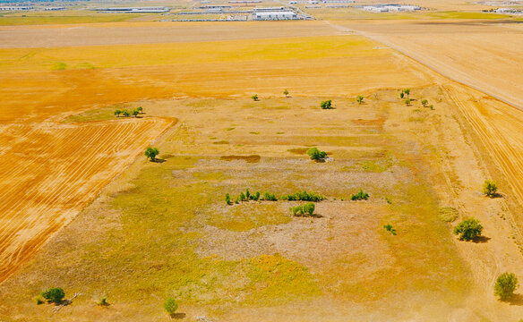 aerial view of Denver city, suburban, road, house and farm beautiful landscape