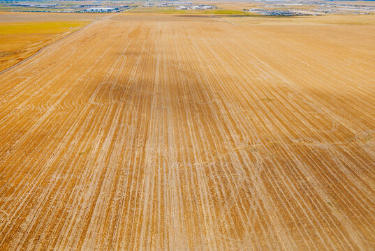 aerial view of Denver city, suburban, road, house and farm beautiful landscape