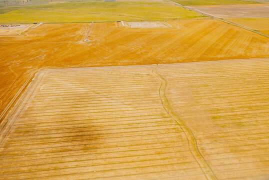 aerial view of Denver city, suburban, road, house and farm beautiful landscape
