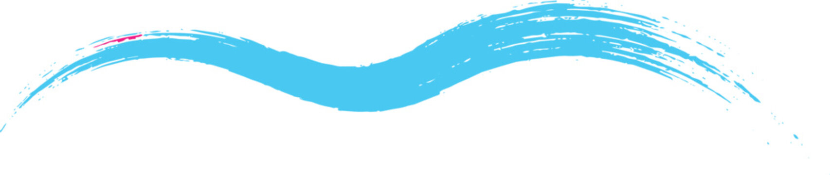 Single long horizontal blue paint brush stroke with a wavy texture isolated on a white background, for text underlining, and decoration