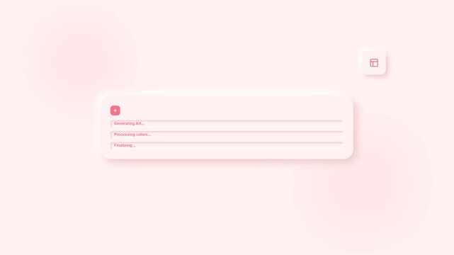 Minimalist neomorphic user interface window loading interactive elements on a pink backdrop