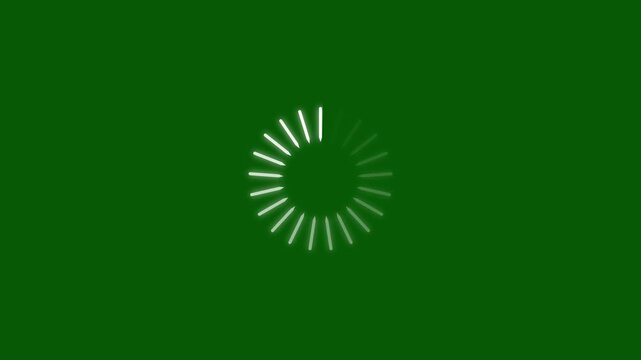 Animated circle loading gif video icon, animated  white circular loading mark with green background seamlessly rotating, isolated on a transparent alpha channel.  4k