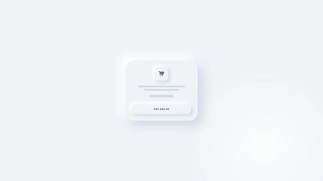 Checkout neumorphic user interface card with "pay now" button for digital e commerce payment