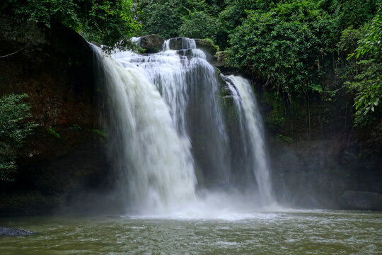 waterfall in green forest