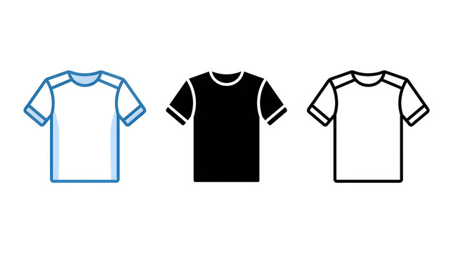 Three simple t-shirt styles with white trim
