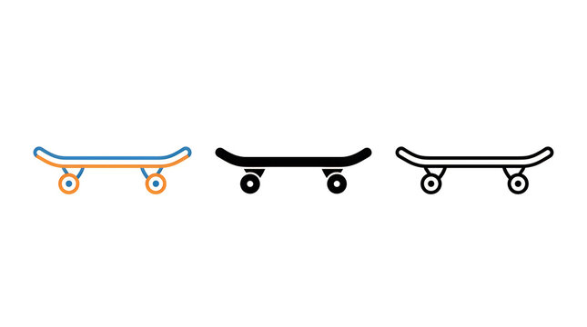 Three skateboards in simple line art style