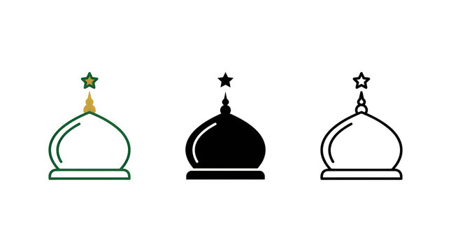 Islamic dome with star finial vector icons set