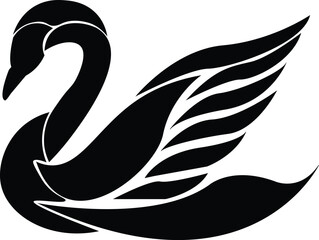 Obraz premium Elegant black swan silhouette design representing grace and beauty, a majestic bird vector illustration with flowing lines, perfect for logos, branding, or decorative graphic elements